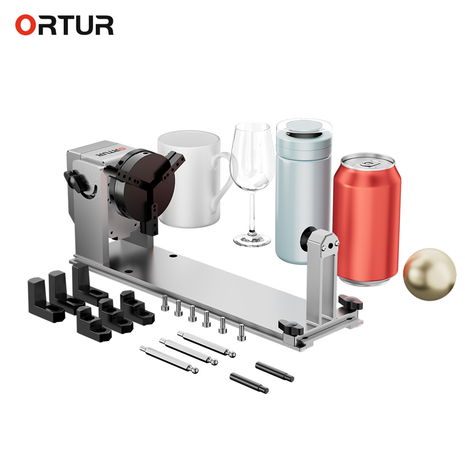 ORTUR 99% 레이저 조각기 기계용 회전 롤러, 척 360 ° 회전 180 ° 수평 플립 앵글 베이스, YRC1.0, 신제품